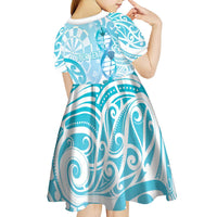 Personalised New Zealand Darts Kid Short Sleeve Dress Aotearoa Maori Its In My DNA White - Polynesian Pride