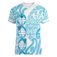 Personalised New Zealand Darts Women V-Neck T-Shirt Aotearoa Maori Its In My DNA White LT14 Female White - Polynesian Pride