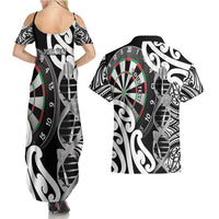 Personalised New Zealand Darts Couples Matching Summer Maxi Dress and Hawaiian Shirt Aotearoa Maori Its In My DNA Black LT14 - Polynesian Pride