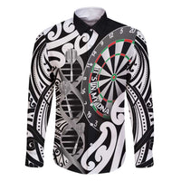 Personalised New Zealand Darts Family Matching Long Sleeve Bodycon Dress and Hawaiian Shirt Aotearoa Maori Its In My DNA Black LT14 Dad's Shirt - Long Sleeve Black - Polynesian Pride