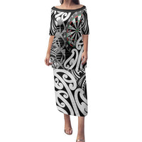 Personalised New Zealand Darts Family Matching Puletasi and Hawaiian Shirt Aotearoa Maori Its In My DNA Black LT14 Mom's Dress Black - Polynesian Pride