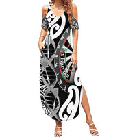 Personalised New Zealand Darts Family Matching Summer Maxi Dress and Hawaiian Shirt Aotearoa Maori Its In My DNA Black - Polynesian Pride