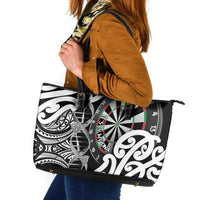 New Zealand Darts Leather Tote Bag Aotearoa Maori Its In My DNA Black - Polynesian Pride