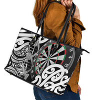 New Zealand Darts Leather Tote Bag Aotearoa Maori Its In My DNA Black - Polynesian Pride