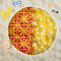 Kahili Quilt Hawaii Beach Blanket Tropical Flower Seamless Half Style