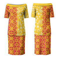 Kahili Quilt Hawaii Couples Matching Puletasi and Hawaiian Shirt Tropical Flower Seamless Half Style LT14 - Polynesian Pride