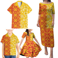 Kahili Quilt Hawaii Family Matching Puletasi and Hawaiian Shirt Tropical Flower Seamless Half Style LT14 - Polynesian Pride