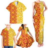 Kahili Quilt Hawaii Family Matching Tank Maxi Dress and Hawaiian Shirt Tropical Flower Seamless Half Style LT14 - Polynesian Pride