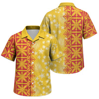 Kahili Quilt Hawaii Family Matching Tank Maxi Dress and Hawaiian Shirt Tropical Flower Seamless Half Style LT14 Son's Shirt Yellow - Polynesian Pride