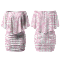 Pastel Pink Kahili Quilt Hawaii Couples Matching Off Shoulder Short Dress and Hawaiian Shirt Tropical Flower Seamless Half Style LT14 - Polynesian Pride