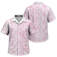 Pastel Pink Kahili Quilt Hawaii Family Matching Off Shoulder Short Dress and Hawaiian Shirt Tropical Flower Seamless Half Style LT14 Son's Shirt Pink - Polynesian Pride