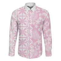 Pastel Pink Kahili Quilt Hawaii Family Matching Summer Maxi Dress and Hawaiian Shirt Tropical Flower Seamless Half Style LT14 Daughter's Dress Pink - Polynesian Pride