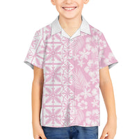 Pastel Pink Kahili Quilt Hawaii Hawaiian Shirt Tropical Flower Seamless Half Style LT14 - Polynesian Pride