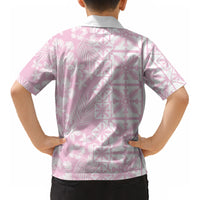 Pastel Pink Kahili Quilt Hawaii Kid Hawaiian Shirt Tropical Flower Seamless Half Style LT14 - Polynesian Pride