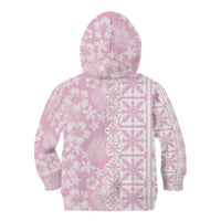 Pastel Pink Kahili Quilt Hawaii Kid Hoodie Tropical Flower Seamless Half Style