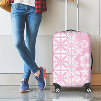 Pastel Pink Kahili Quilt Hawaii Luggage Cover Tropical Flower Seamless Half Style