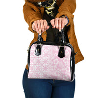 Pastel Pink Kahili Quilt Hawaii Shoulder Handbag Tropical Flower Seamless Half Style