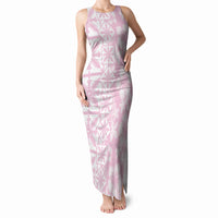Pastel Pink Kahili Quilt Hawaii Tank Maxi Dress Tropical Flower Seamless Half Style LT14 Women Pink - Polynesian Pride