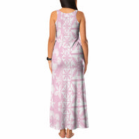Pastel Pink Kahili Quilt Hawaii Tank Maxi Dress Tropical Flower Seamless Half Style LT14 - Polynesian Pride
