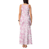 Pastel Pink Kahili Quilt Hawaii Tank Maxi Dress Tropical Flower Seamless Half Style