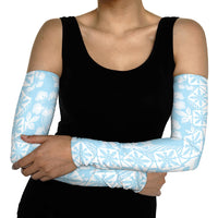 Pastel Blue Kahili Quilt Hawaii Arm Sleeves Tropical Flower Seamless Half Style