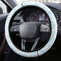 Pastel Blue Kahili Quilt Hawaii Steering Wheel Cover Tropical Flower Seamless Half Style