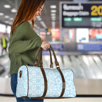 Pastel Blue Kahili Quilt Hawaii Travel Bag Tropical Flower Seamless Half Style