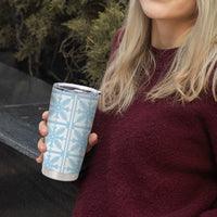 Pastel Blue Kahili Quilt Hawaii Tumbler Cup Tropical Flower Seamless Half Style