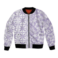 Pastel Purple Kahili Quilt Hawaii Bomber Jacket Tropical Flower Seamless Half Style