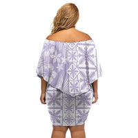 Pastel Purple Kahili Quilt Hawaii Family Matching Off Shoulder Short Dress and Hawaiian Shirt Tropical Flower Seamless Half Style LT14 - Polynesian Pride