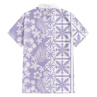 Pastel Purple Kahili Quilt Hawaii Family Matching Summer Maxi Dress and Hawaiian Shirt Tropical Flower Seamless Half Style LT14 Dad's Shirt - Long Sleeve Purple - Polynesian Pride