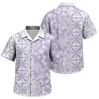 Pastel Purple Kahili Quilt Hawaii Family Matching Summer Maxi Dress and Hawaiian Shirt Tropical Flower Seamless Half Style LT14 Son's Shirt Purple - Polynesian Pride