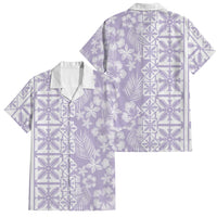 Pastel Purple Kahili Quilt Hawaii Family Matching Tank Maxi Dress and Hawaiian Shirt Tropical Flower Seamless Half Style LT14 Dad's Shirt - Short Sleeve Purple - Polynesian Pride