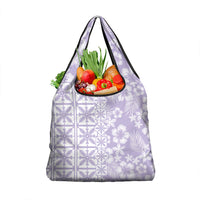 Pastel Purple Kahili Quilt Hawaii Grocery Bag Tropical Flower Seamless Half Style