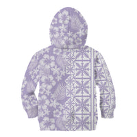 Pastel Purple Kahili Quilt Hawaii Kid Hoodie Tropical Flower Seamless Half Style