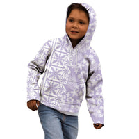 Pastel Purple Kahili Quilt Hawaii Kid Hoodie Tropical Flower Seamless Half Style