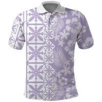 Pastel Purple Kahili Quilt Hawaii Polo Shirt Tropical Flower Seamless Half Style