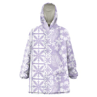 Pastel Purple Kahili Quilt Hawaii Wearable Blanket Hoodie Tropical Flower Seamless Half Style