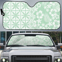 Pastel Green Kahili Quilt Hawaii Auto Sun Shade Tropical Flower Seamless Half Style
