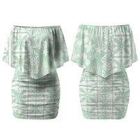 Pastel Green Kahili Quilt Hawaii Couples Matching Off Shoulder Short Dress and Hawaiian Shirt Tropical Flower Seamless Half Style LT14 - Polynesian Pride