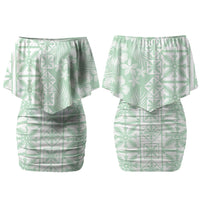 Pastel Green Kahili Quilt Hawaii Family Matching Off Shoulder Short Dress and Hawaiian Shirt Tropical Flower Seamless Half Style LT14 Mom's Dress Green - Polynesian Pride