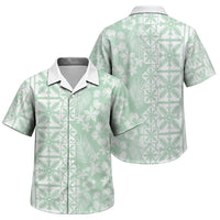 Pastel Green Kahili Quilt Hawaii Family Matching Short Sleeve Bodycon Dress and Hawaiian Shirt Tropical Flower Seamless Half Style LT14 Son's Shirt Green - Polynesian Pride