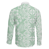 Pastel Green Kahili Quilt Hawaii Family Matching Tank Maxi Dress and Hawaiian Shirt Tropical Flower Seamless Half Style LT14 Son's Shirt Green - Polynesian Pride