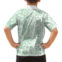 Pastel Green Kahili Quilt Hawaii Kid Hawaiian Shirt Tropical Flower Seamless Half Style LT14 - Polynesian Pride