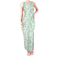 Pastel Green Kahili Quilt Hawaii Tank Maxi Dress Tropical Flower Seamless Half Style