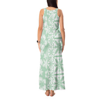 Pastel Green Kahili Quilt Hawaii Tank Maxi Dress Tropical Flower Seamless Half Style LT14 - Polynesian Pride