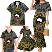 Personalised Australia And Vanuatu Family Matching Mermaid Dress and Hawaiian Shirt Aboriginal Lizard Polynesia Ni-Van Pig Tusk LT14 - Polynesian Pride