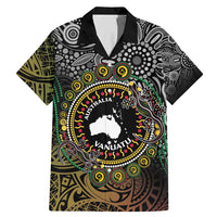 Personalised Australia And Vanuatu Family Matching Mermaid Dress and Hawaiian Shirt Aboriginal Lizard Polynesia Ni-Van Pig Tusk LT14 Dad's Shirt - Short Sleeve Black - Polynesian Pride