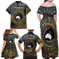 Personalised Australia And Vanuatu Family Matching Off Shoulder Maxi Dress and Hawaiian Shirt Aboriginal Lizard Polynesia Ni-Van Pig Tusk