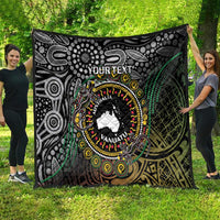 Personalised Australia And Vanuatu Quilt Aboriginal Lizard Polynesia Ni-Van Pig Tusk LT14 - Polynesian Pride